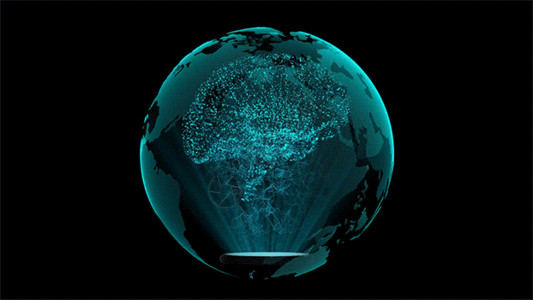立体几何球体4K球体中的全息大脑视频GIF高清图片
