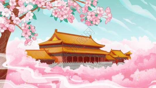 中国风北京故宫樱花gif动图高清图片