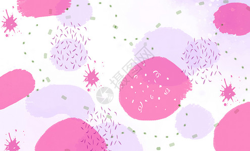 手绘粉色花和叶可爱涂鸦背景设计图片