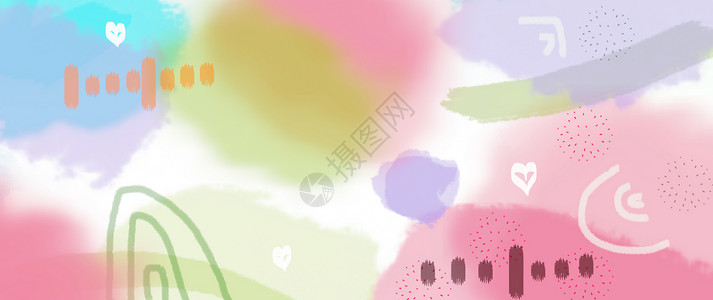 手绘水彩芭蕉叶可爱涂鸦背景设计图片