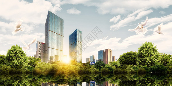 绿色经济高端房地产海报背景设计图片