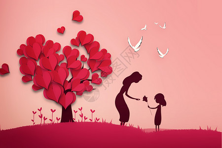 心形树创意母亲节海报设计图片