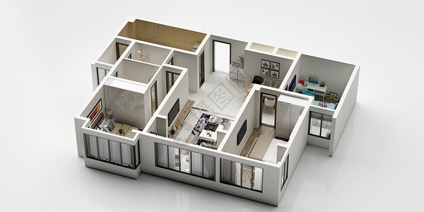 公寓户型3D户型图设计图片