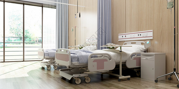 输液床3D医院场景设计图片