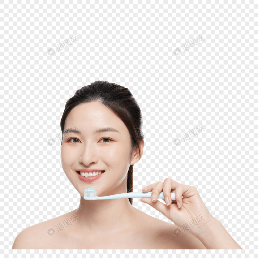 美女刷牙口腔护理牙齿健康图片