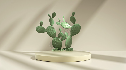 小物装饰素材仙人掌3D展台设计图片