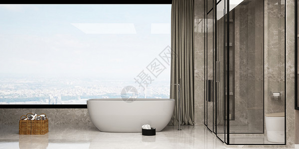 浴室玻璃门3D现代卫浴场景设计图片