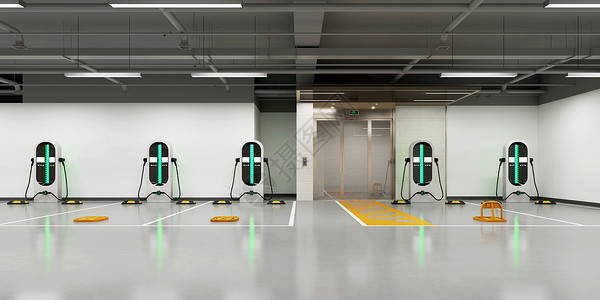 停车场充电3D新能源停车场场景设计图片