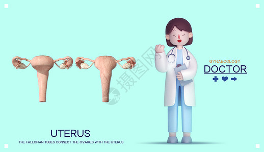 妇科海报3D医疗健康海报插画