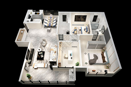 楼层指引现代家居户型图鸟瞰图设计设计图片