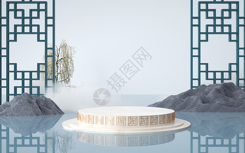 扇子设计3D中国风背景设计图片