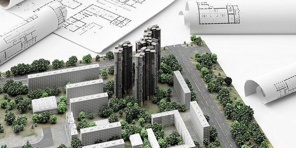 建筑绿化建筑施工模型设计图片