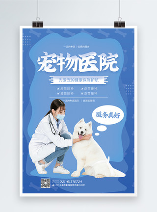 宠物接种疫苗宠物医院海报模板