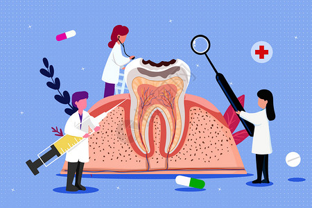 牙科展架龋齿扁平插画插画