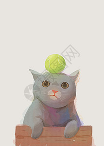 呆萌狐狸装饰画可爱猫咪插画