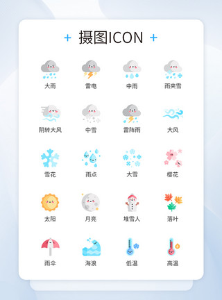 天气预报app卡通类天气类可爱图标icon模板