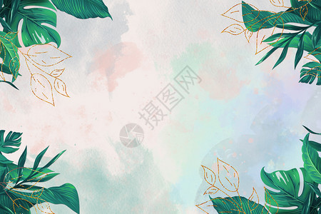 绿色纹理植物叶子金箔树叶背景设计图片
