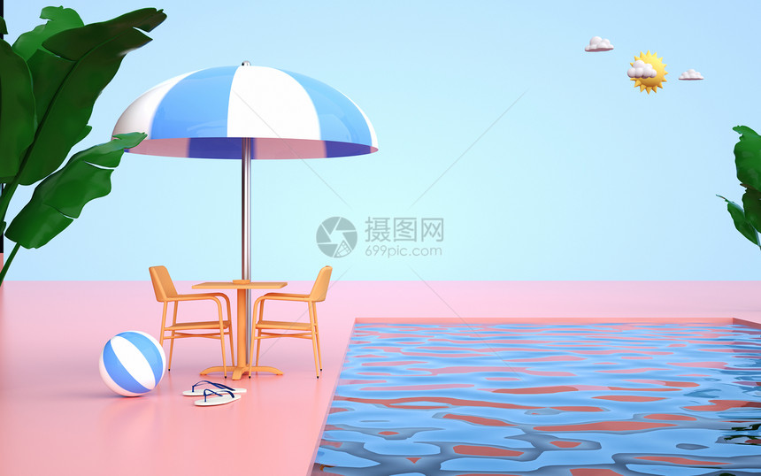 清凉夏天泳池图片