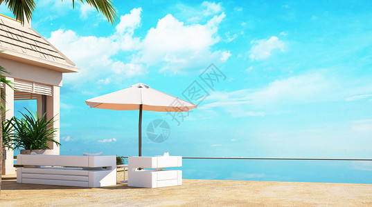 沙滩与遮阳伞酒店海景房设计图片