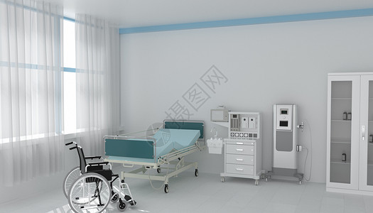 免抠医疗床C4D病房场景设计图片