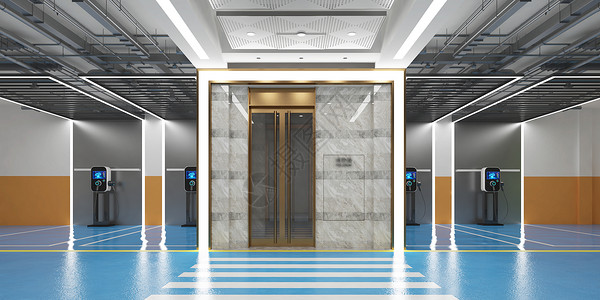 地下电梯3D新能源停车场设计图片