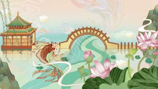 中国立夏立夏插画24节气国潮风插画gif动图高清图片