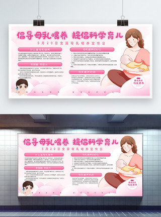 宝宝出行日倡导母乳喂养公益宣传展板模板