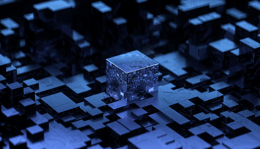 电子积木3D科技芯片场景设计图片
