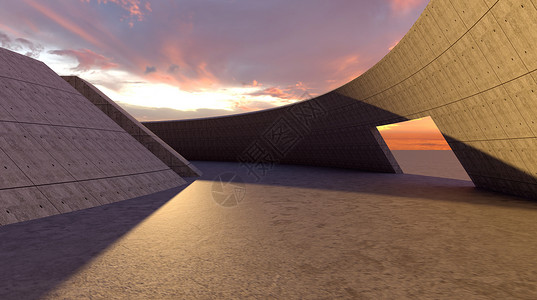 朝阳夕阳抽象工业风建筑场景设计图片