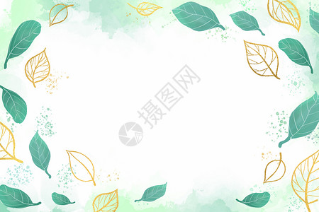 秋天树叶底纹植物金箔底纹设计图片