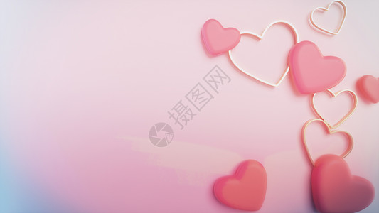 心形简约素材3D粉色爱心背景设计图片