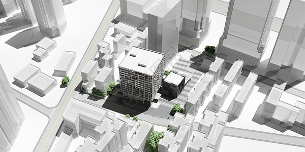小区空间房地产开发鸟瞰模型设计图片