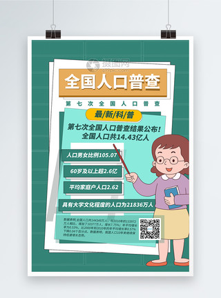 2020第七次全国人口普查海报绿色第七次全国人口普查宣传海报模板