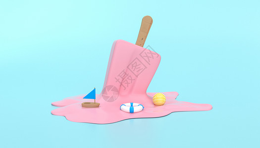 融化的雪糕创意夏日雪糕场景设计图片
