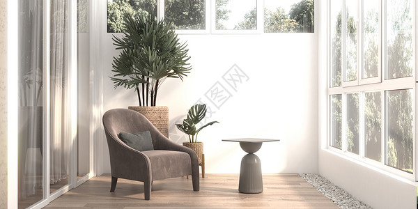 阳光空间植物清新室内场景设计图片