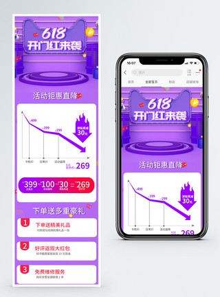 618年中大促曲线图618电商详情关联营销图模板