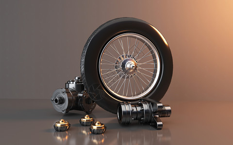 自行车轮胎汽车零件场景设计图片