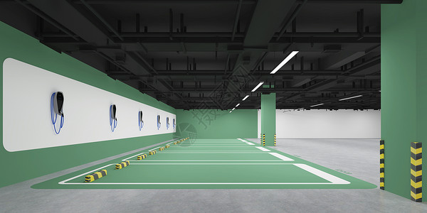停车场充电桩3D新能源停车场设计图片