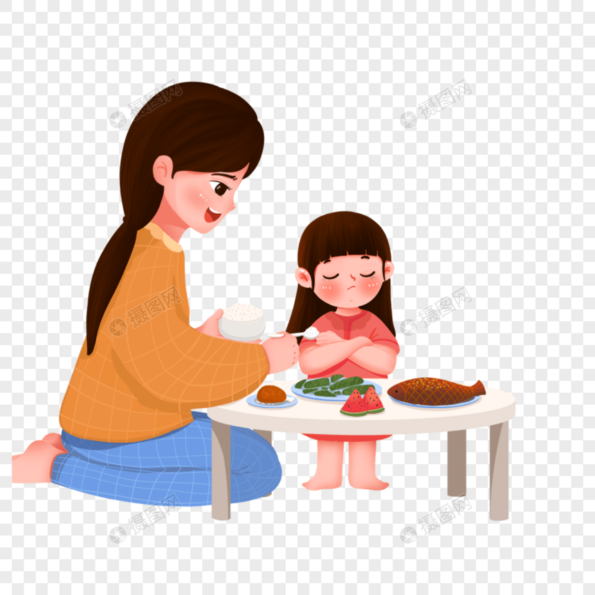 母亲喂孩子吃饭图片