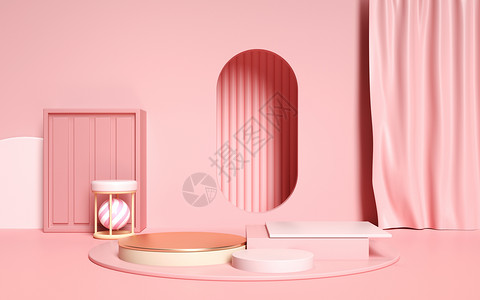 粉色清新几何电商背景背景图片