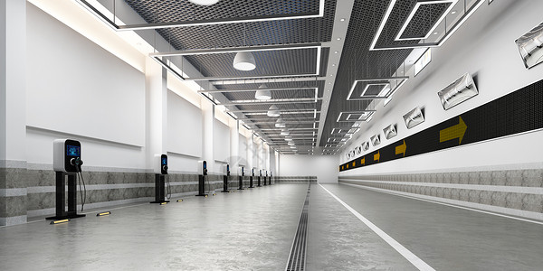 空间混合素材3D新能源停车场设计图片