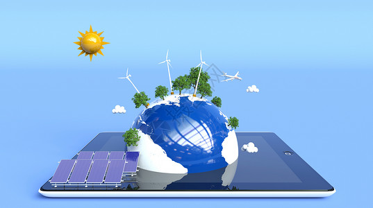 太阳能飞机3D创意环保场景设计图片