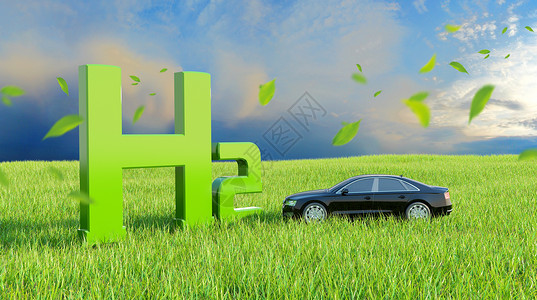 夕阳汽车绿色能源场景设计图片