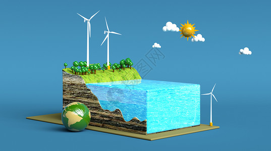 3D新能源绿草立方体高清图片