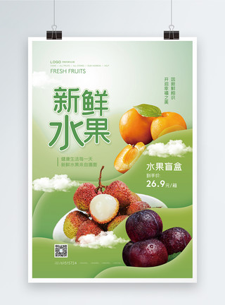 果中瑰宝蓝莓新鲜水果促销海报模板