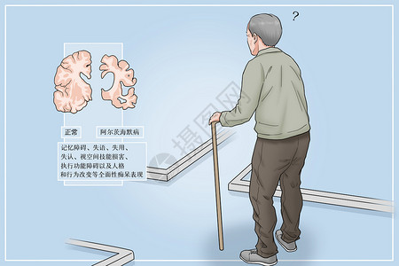 阿尔茨海默病迷路的老人医疗插画插画