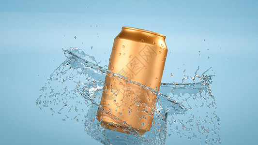 易拉罐包装夏日冰饮易拉罐广告背景设计图片