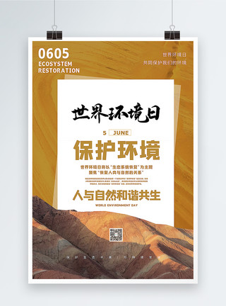 中国荒漠化土地世界环境日公益海报模板