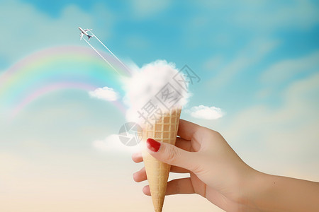 夏日彩虹创意夏日冰淇淋设计图片