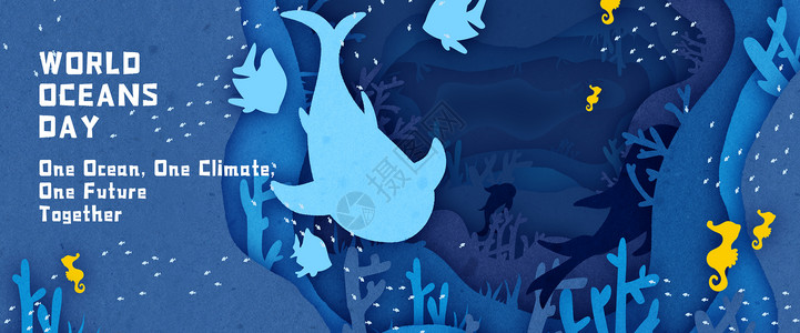 世界海洋日环保海洋污染保护水资源banner插画插画